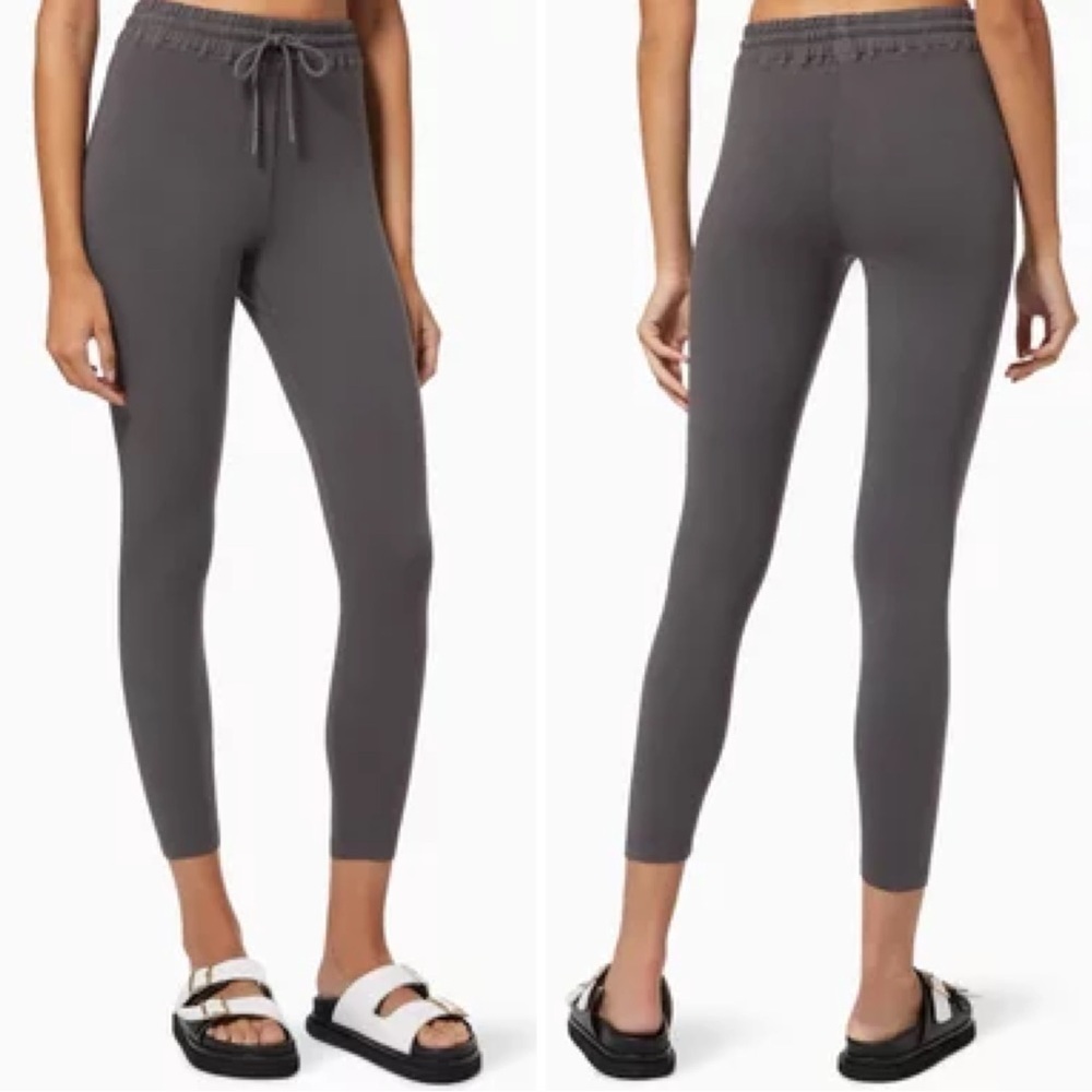 NWT GOOD AMERICAN Cotton Tie Waist 7/8 Leggings- Dark Grey/ Size 4 (X-Large)